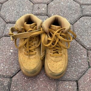Nike Tan Knit High-Top Air Force One Sneakers